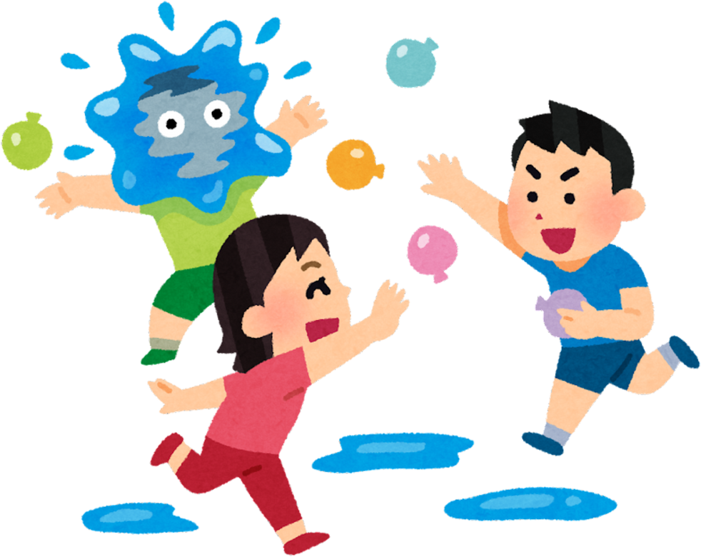 Illustration of Children Playing with Water Balloons