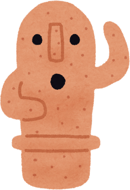Illustration of a Cute Haniwa Figure with Friendly Expression